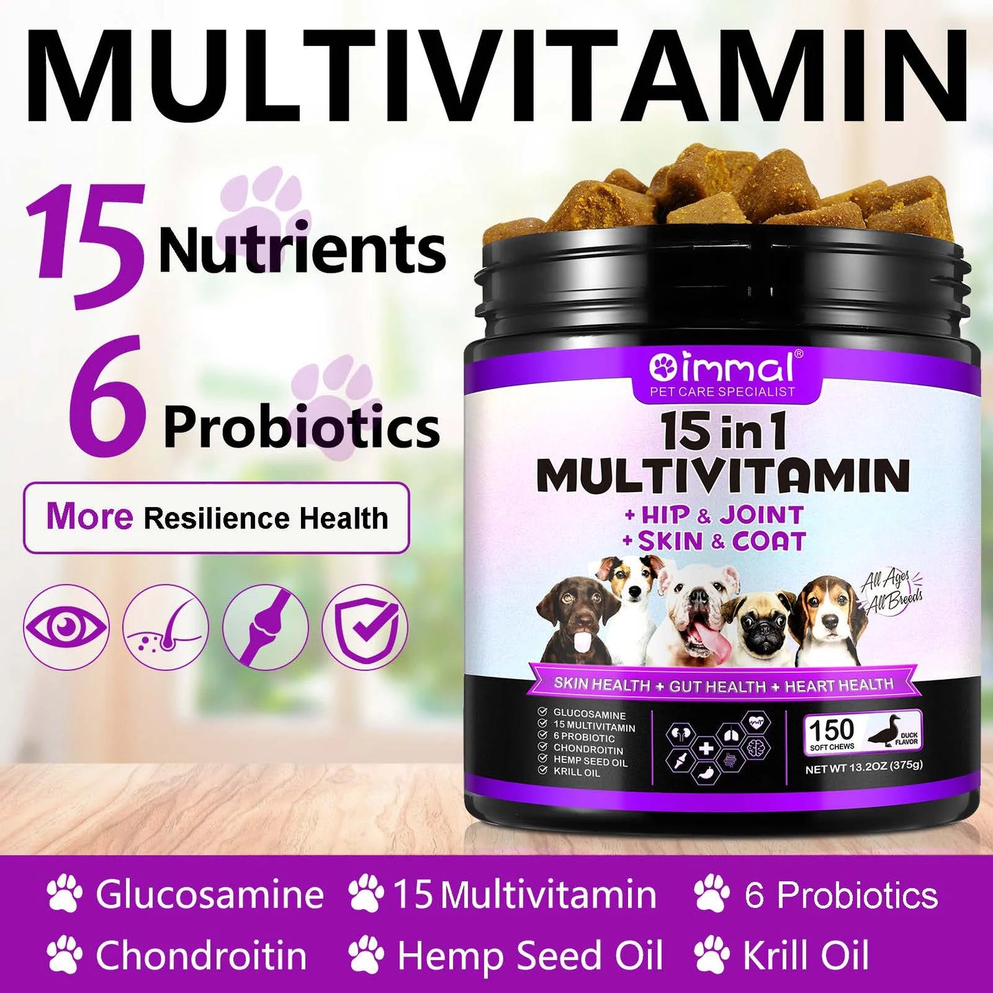 Multivitamin supplements 15 in 1 for dogs