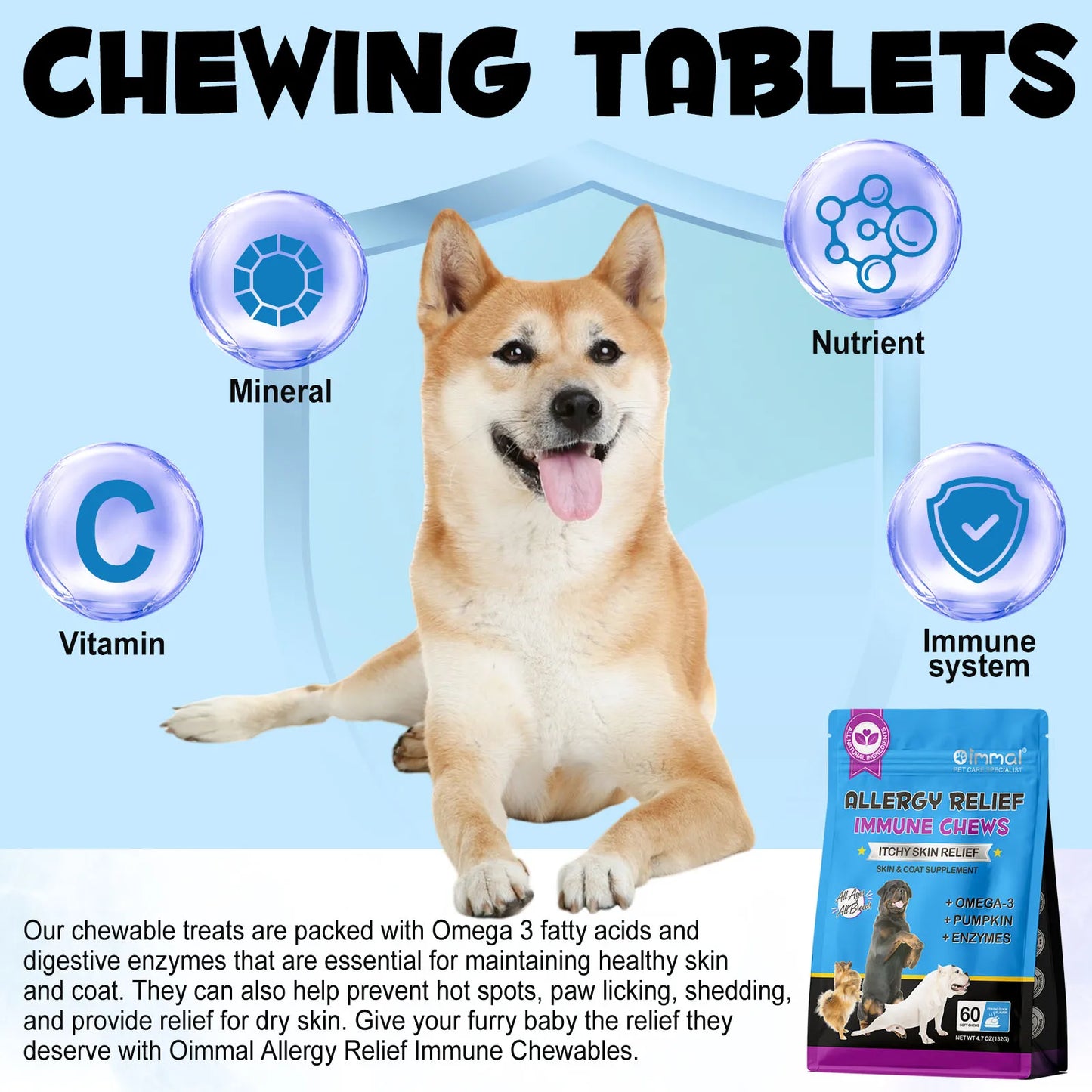 Dog remedy for allergies – Chewable tablets against itchy skin and fur