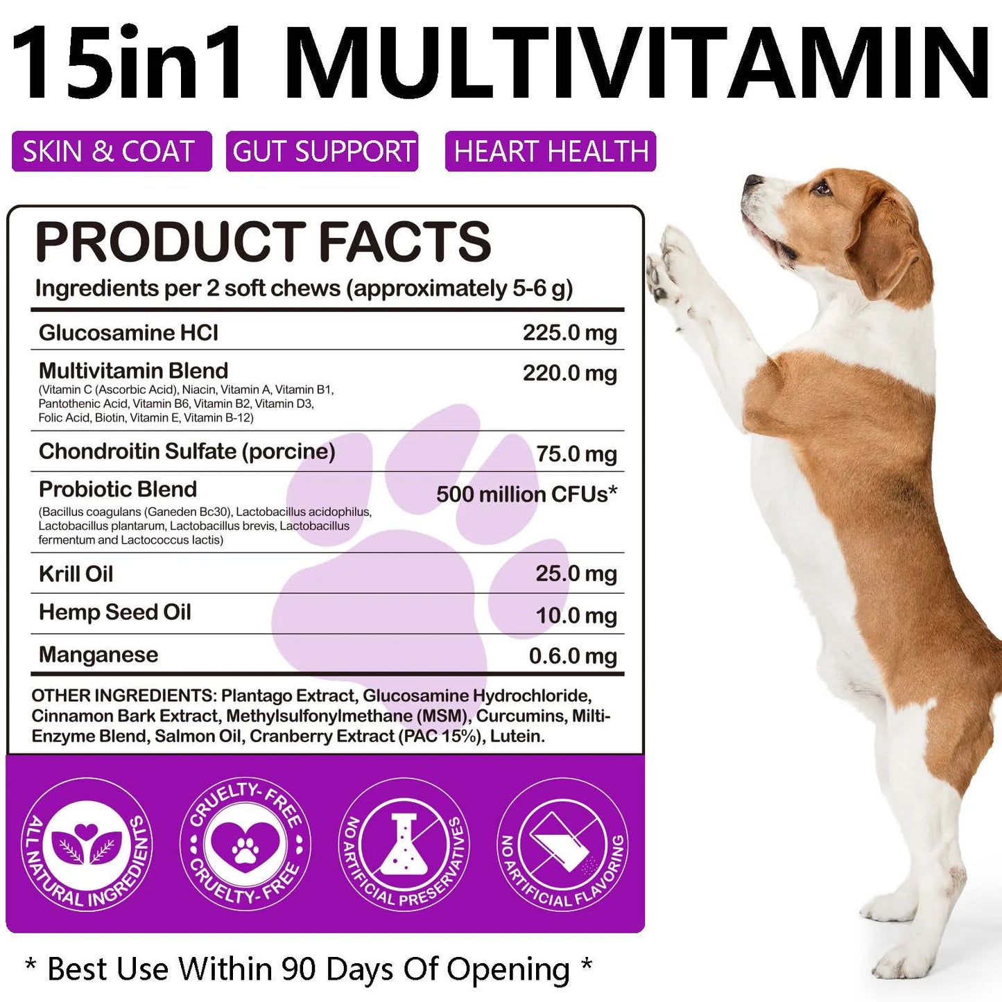 Multivitamin supplements 15 in 1 for dogs