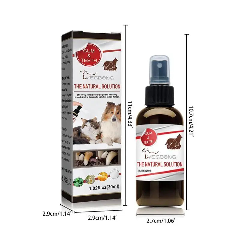 Pet Dental Spray 30ml: Freshener, Deodorant and Whitener for Dogs' Oral Cavity